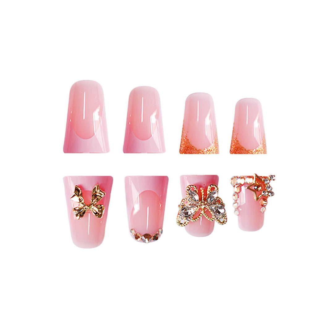 Artistic Nail Enhancements with Rhinestone Decorations Bowlift