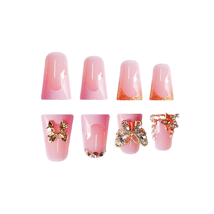 Artistic Nail Enhancements with Rhinestone Decorations Bowlift