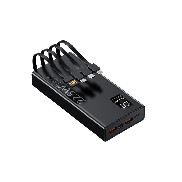 Multifunctional power bank with integrated cable system and digital power display Bowlift