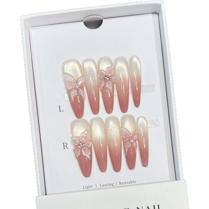 Floral Art Stiletto Press-On Nail Set Bowlift