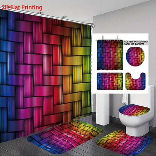Digital Cube Pattern Bathroom Set Bowlift