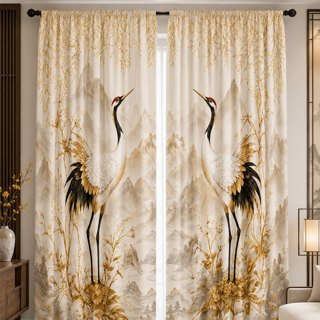 Artistic Floral Print Window Drapes