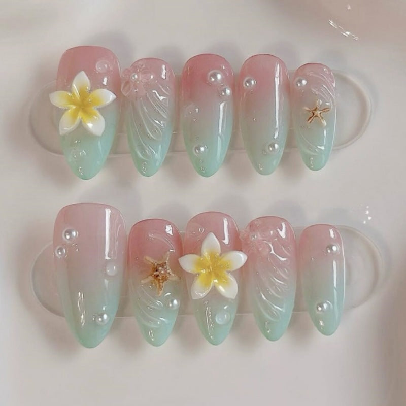 Nature-Themed Artistic Press-On Nail Set Bowlift