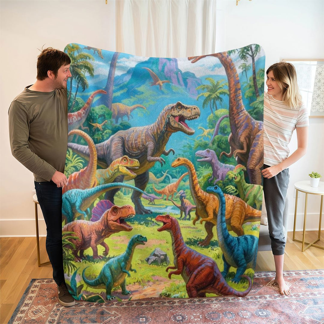 Dinosaur-Themed Plush Blanket