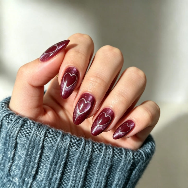 Decorative Heart Design Press-On Nails Bowlift
