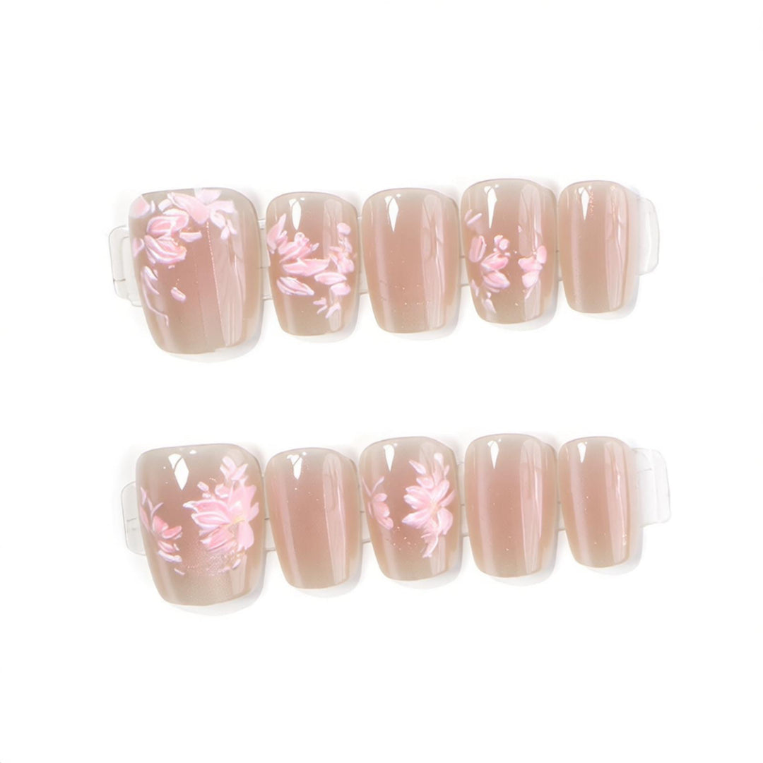 Floral Design Press-On Nail Set Bowlift