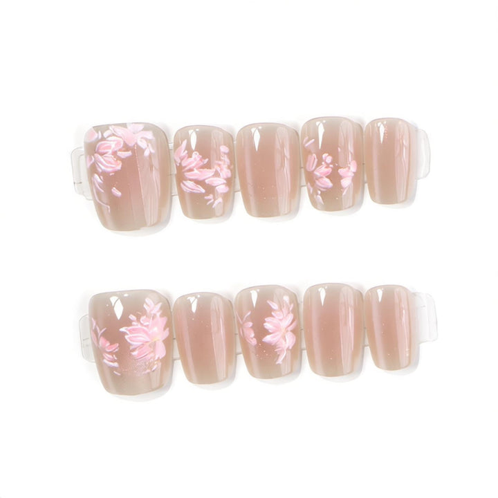 Floral Design Press-On Nail Set Bowlift