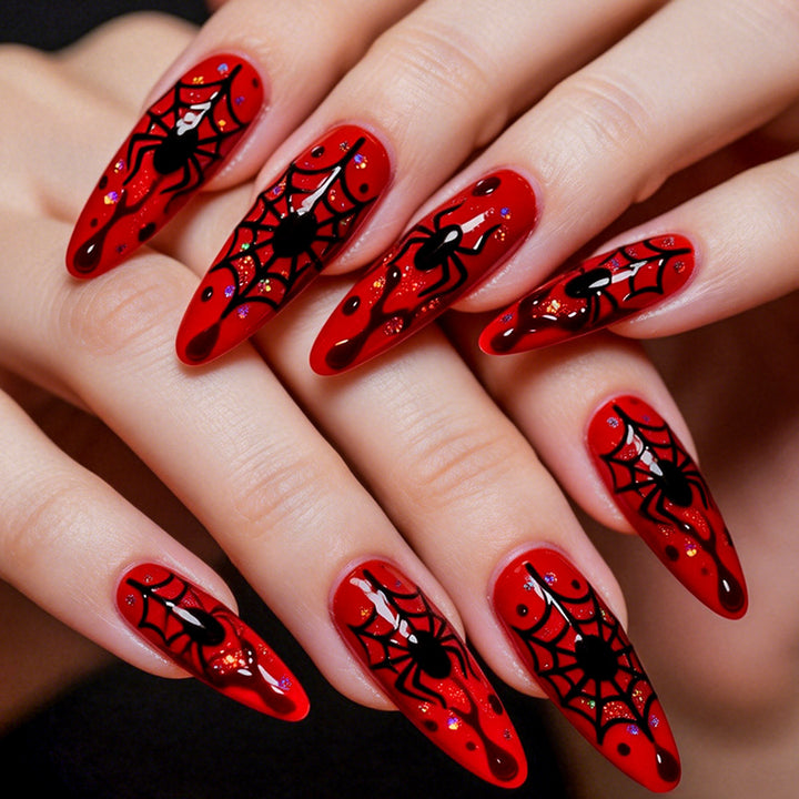 Halloween-Themed Poisonous Spider Press-On Nails Bowlift