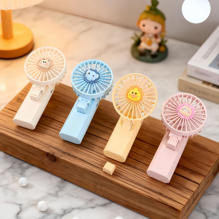 Women's Portable Hand Fan with Cute Lion Patterns Bowlift