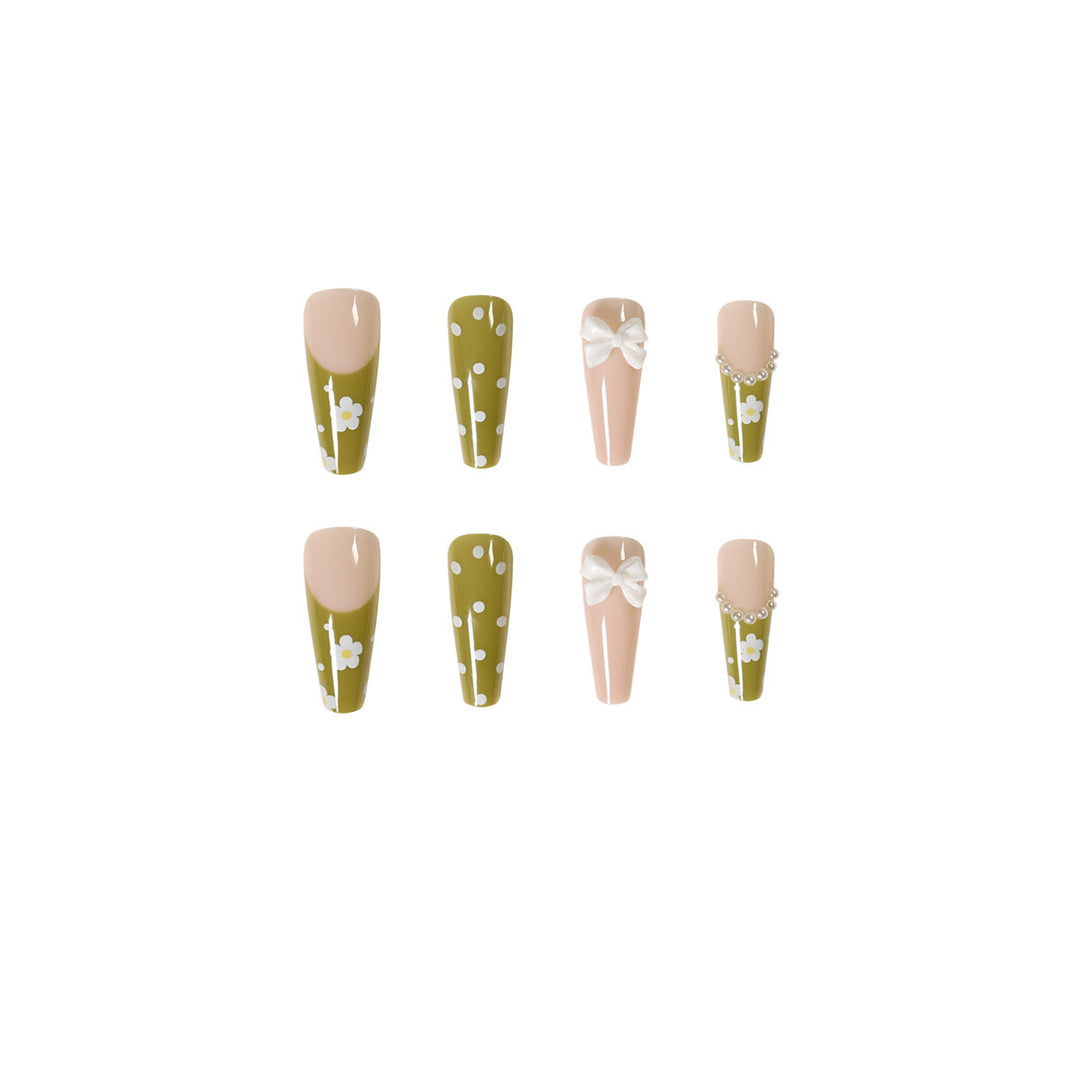 Artful Nail Extensions with Delicate Flower Design Bowlift