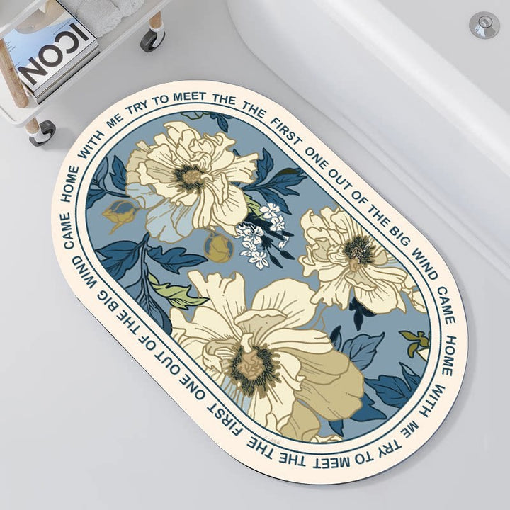 Floral Embellished Memory Foam Bath Mat