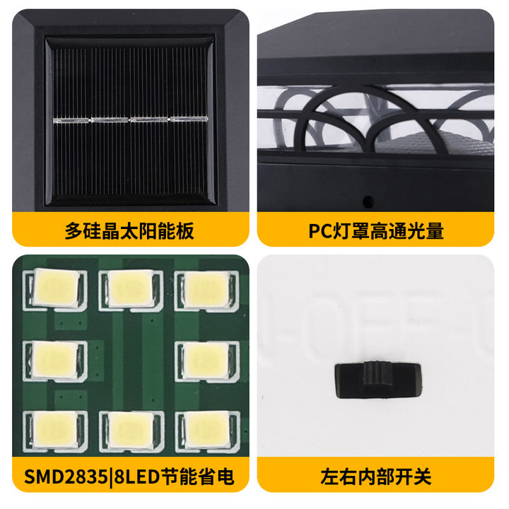 Decorative Solar LED Square Fence Post Cap With Lattice Pattern And Dual-Mode Warm And Cool Lighting Bowlift