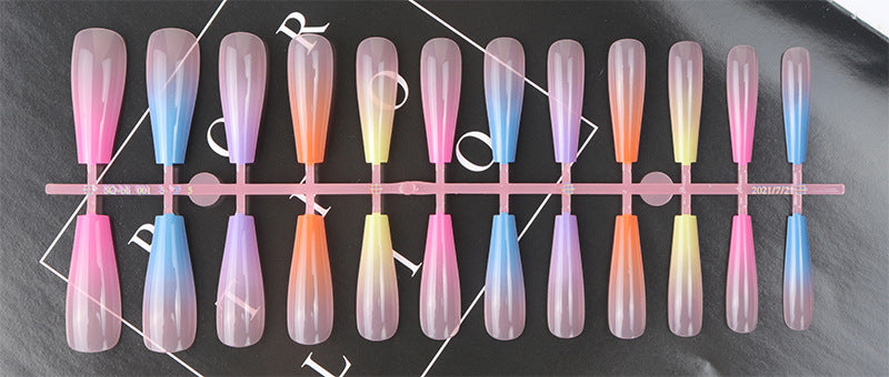 Gradient Ombre Long Press-On Nails Bowlift