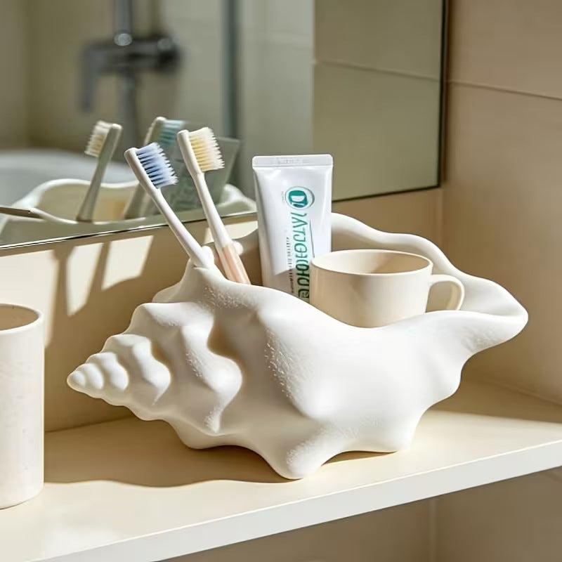 Small Ceramic Conch Shell Bathroom Organizer Bowlift