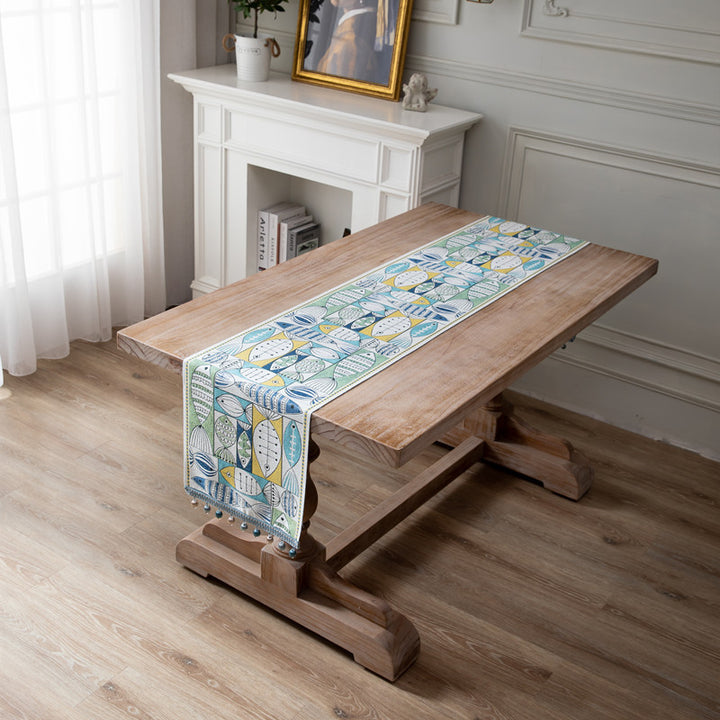 Artistic Fish Pattern Table Runner