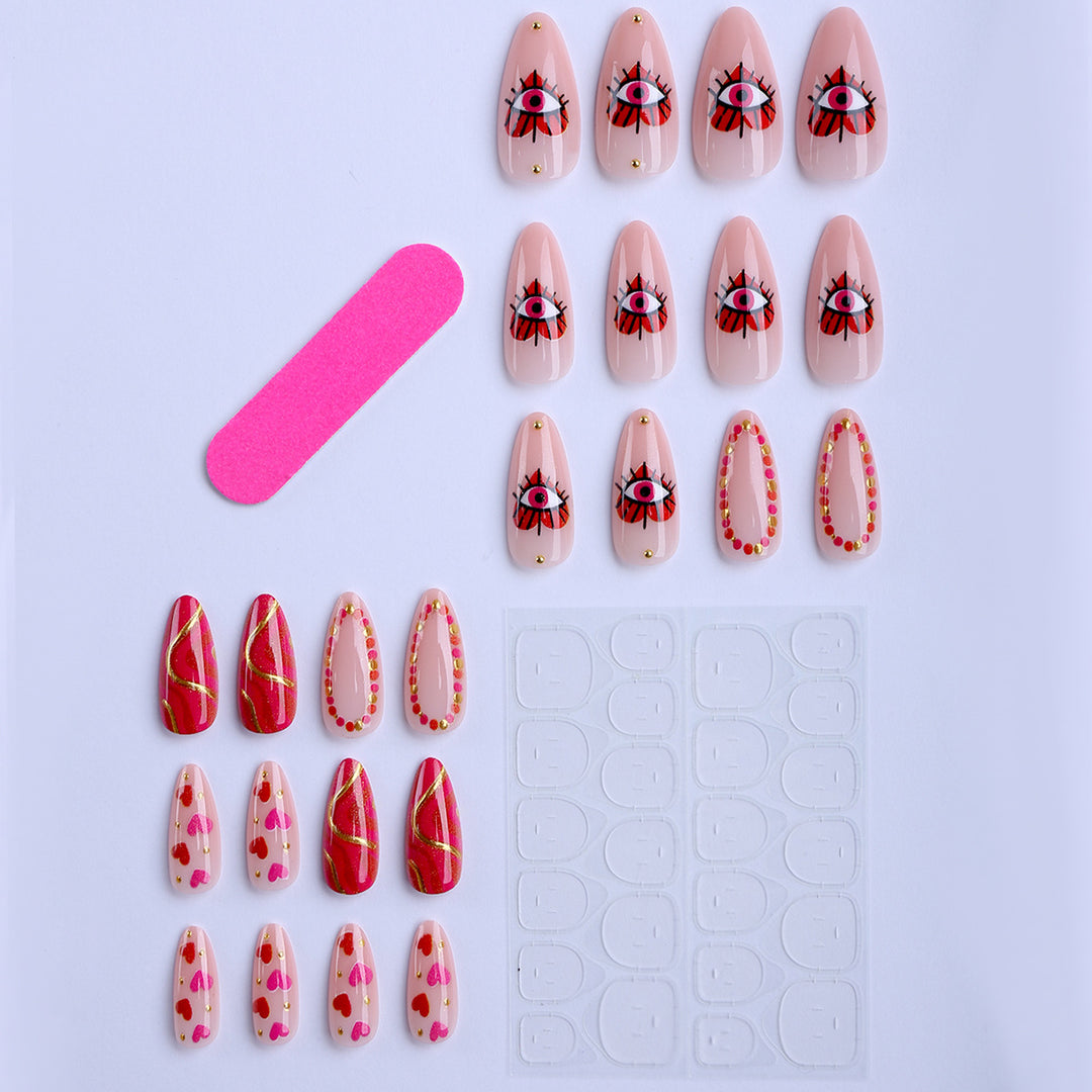 Creative heart and eye designs artificial nails Bowlift