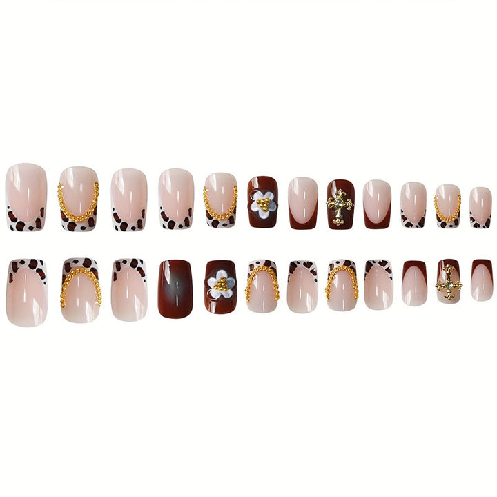 Decorative Floral Press-On Nail Set Bowlift