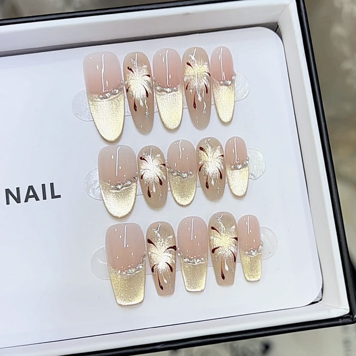 Artistic Floral Pattern Press-On Nail Set Bowlift