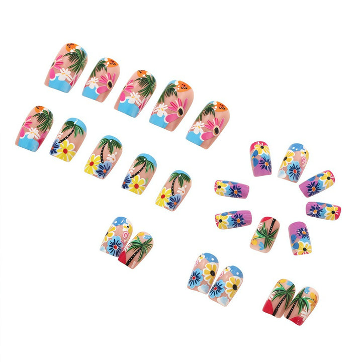 Artificial nails in tropical flower design Bowlift