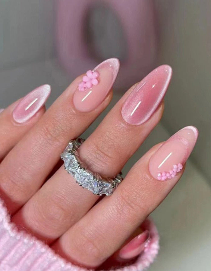 Elegant Floral-Designed Press-On Nail Set Bowlift