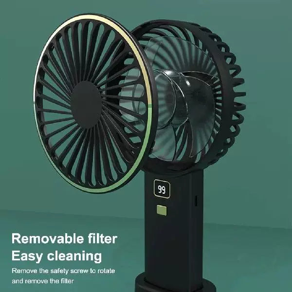 Unisex One Size compact rechargeable portable fan with digital battery level indicator and charging station Bowlift