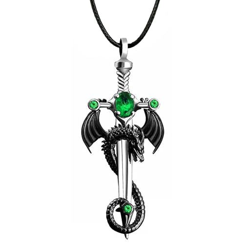 Dragon-Embellished Sword Pendant Necklace Bowlift