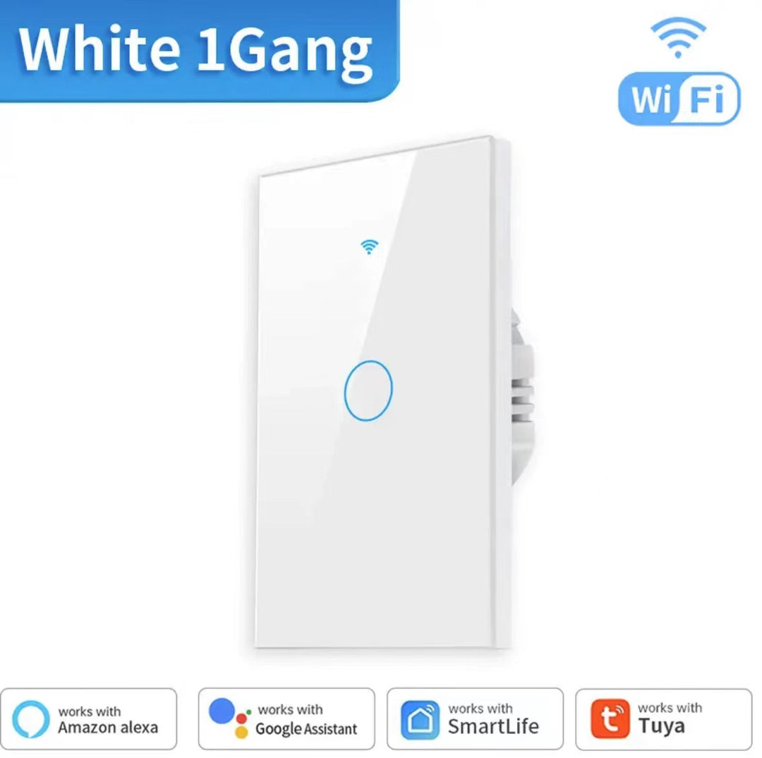 WiFi Touch Wall Switch Single Gang Crystal Glass Panel Smart Light Control Bowlift