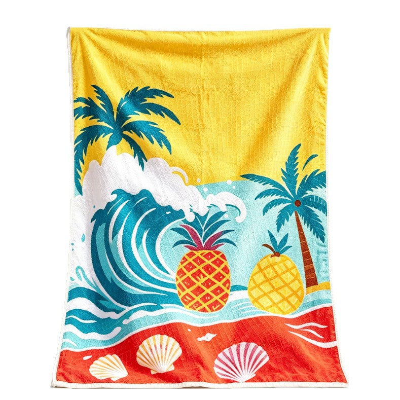 Beach blanket with tropical motif and high-quality waffle structure Bowlift