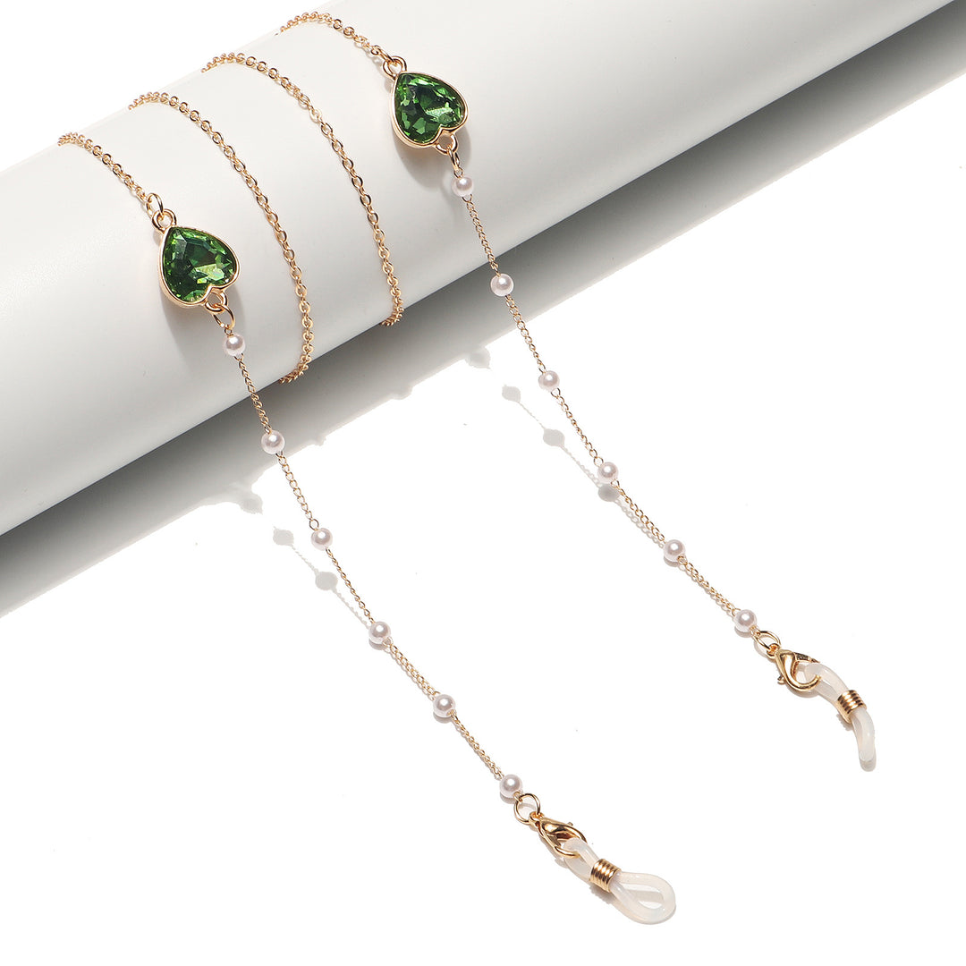 Heart-Shaped Crystal Eyewear Chain Bowlift