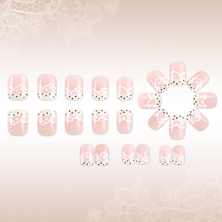 Elegant Lace Design Press-On Nails Bowlift