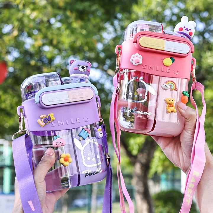 Women's water bottle with interactive design and practical shoulder carrying function Bowlift