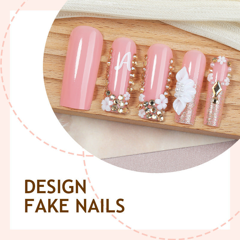 Creative acrylic nail set with delicate flower and gloss embellishments Bowlift
