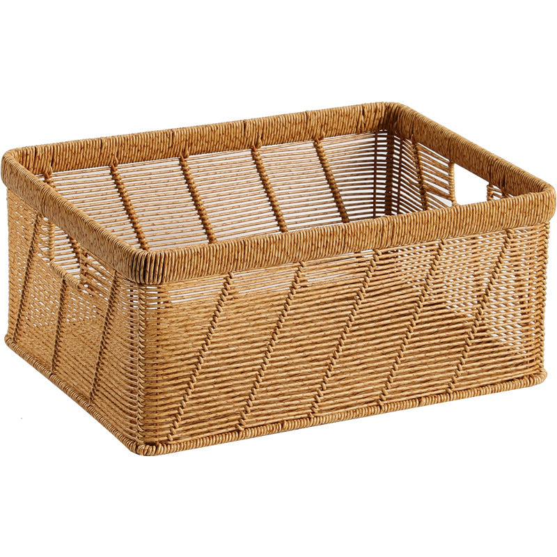 Decorative Handwoven Storage Basket with Cutout Handles Bowlift
