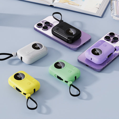 Compact power bank with integrated charging plug and digital humidity indicator Bowlift