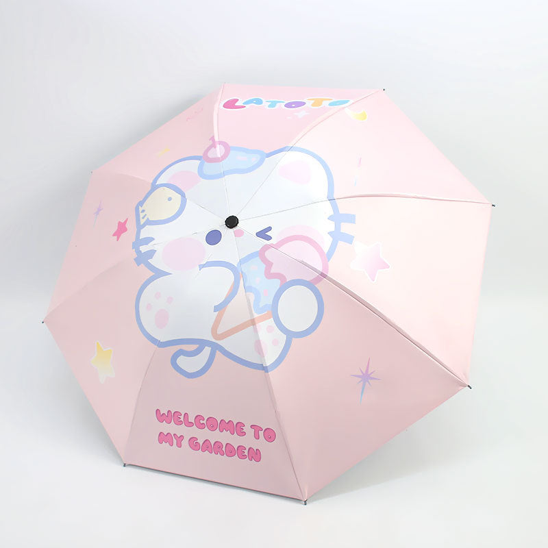 Women Folding Umbrella with Cute Animal Design Bowlift