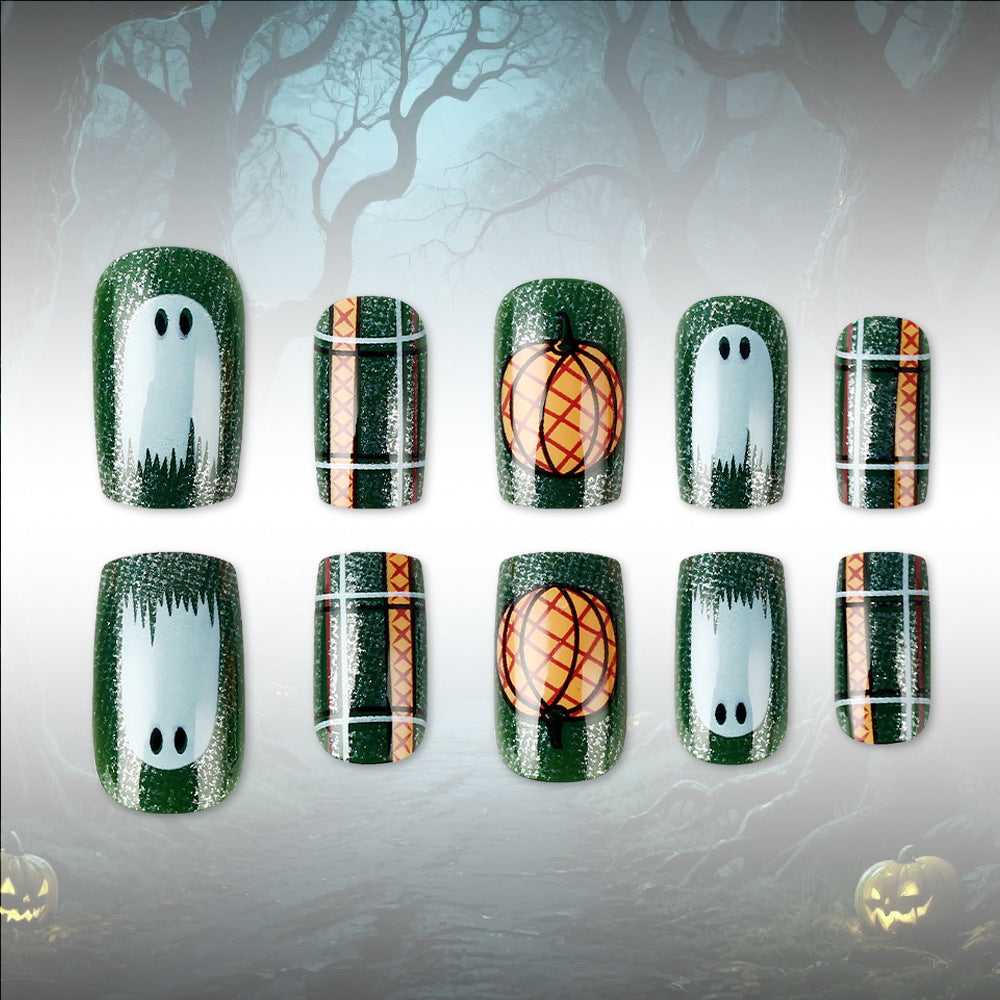 Pumpkin-Themed Press-On Nail Art Set Bowlift