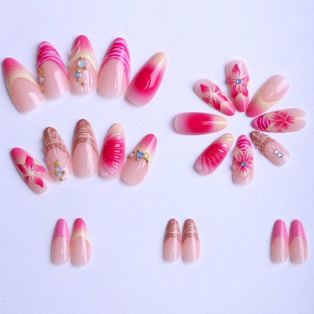 Artificial nails with creative 3D flower accents Bowlift