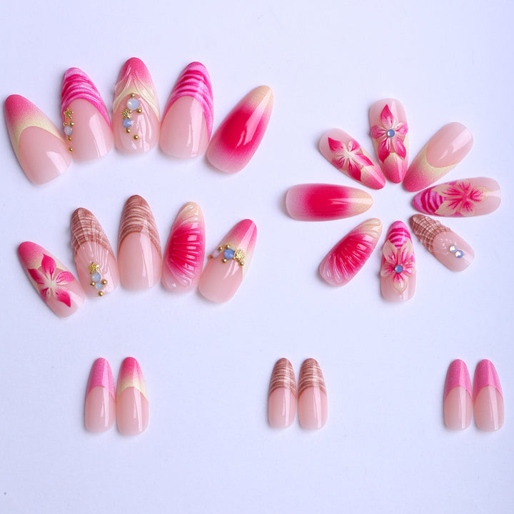 Artificial nails with creative 3D flower accents Bowlift