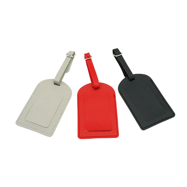 Minimalist Leather Luggage ID Tag with Adjustable Buckle Strap and Card Slot Bowlift