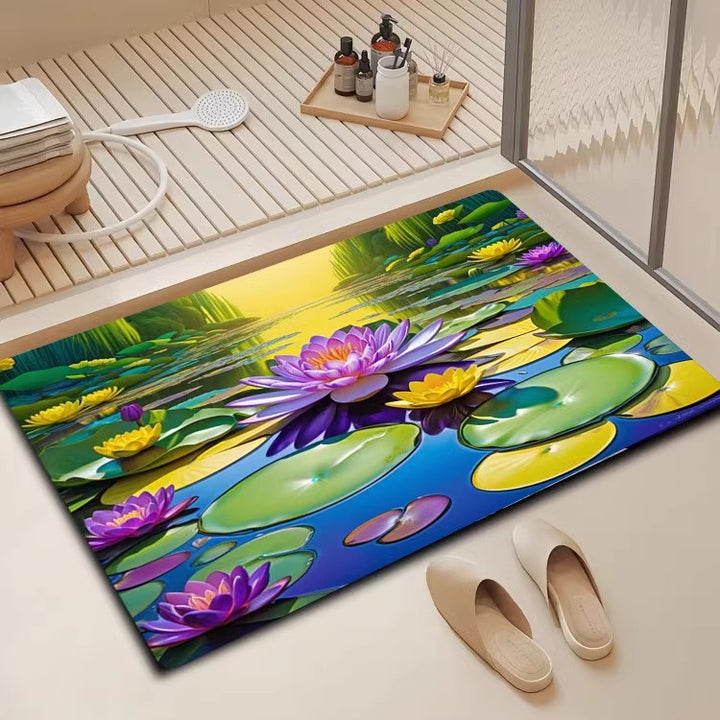 Floral Design Bath Mat Bowlift