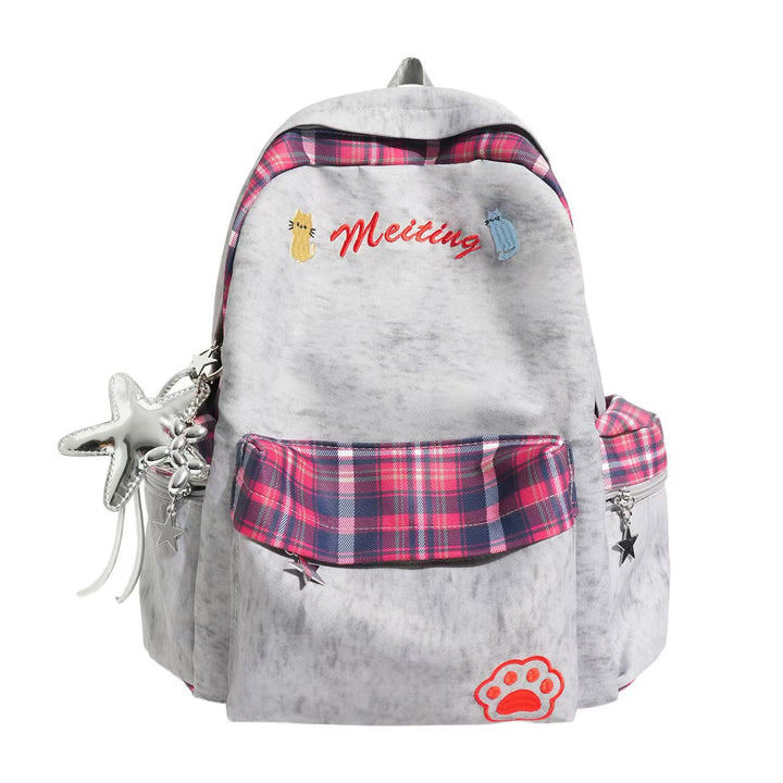 Embroidered Casual School Backpack Bowlift