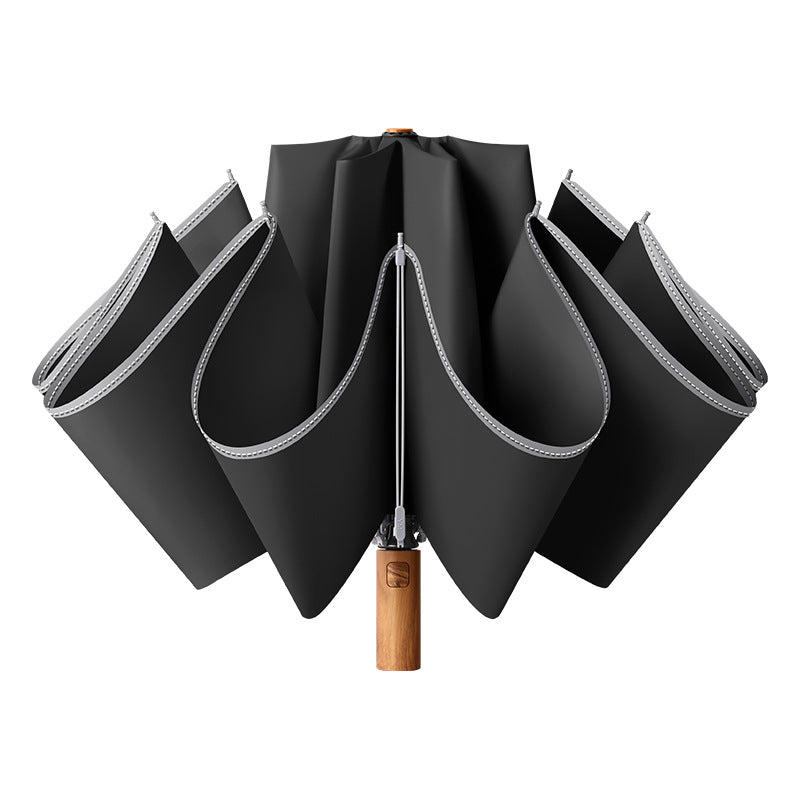 Ladies elegant automatic umbrella with ergonomic wooden handle Bowlift