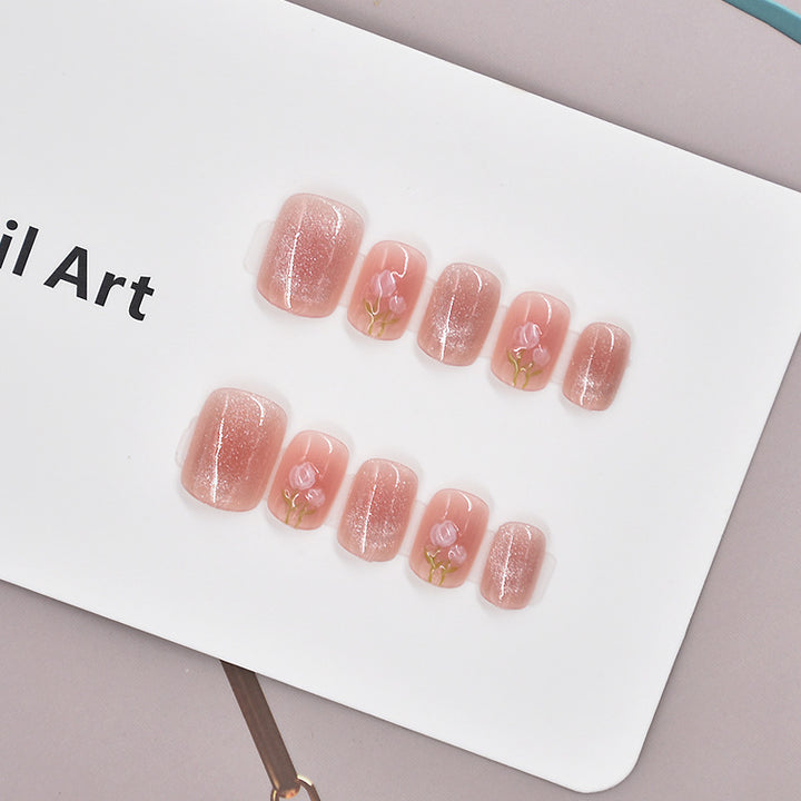 Glamorous Heart-Themed Press-On Nail Set Bowlift