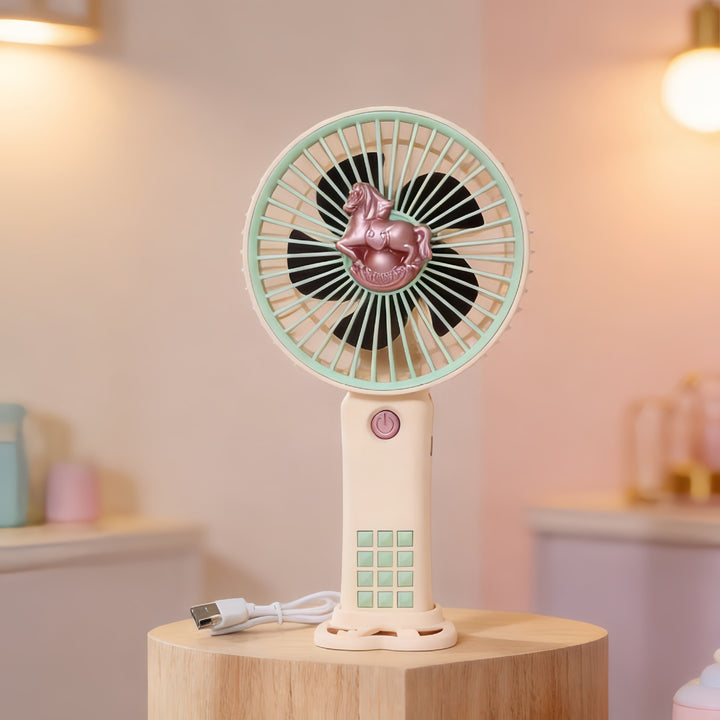 Women Portable Hand Fan with Innovative Unicorn Design Bowlift
