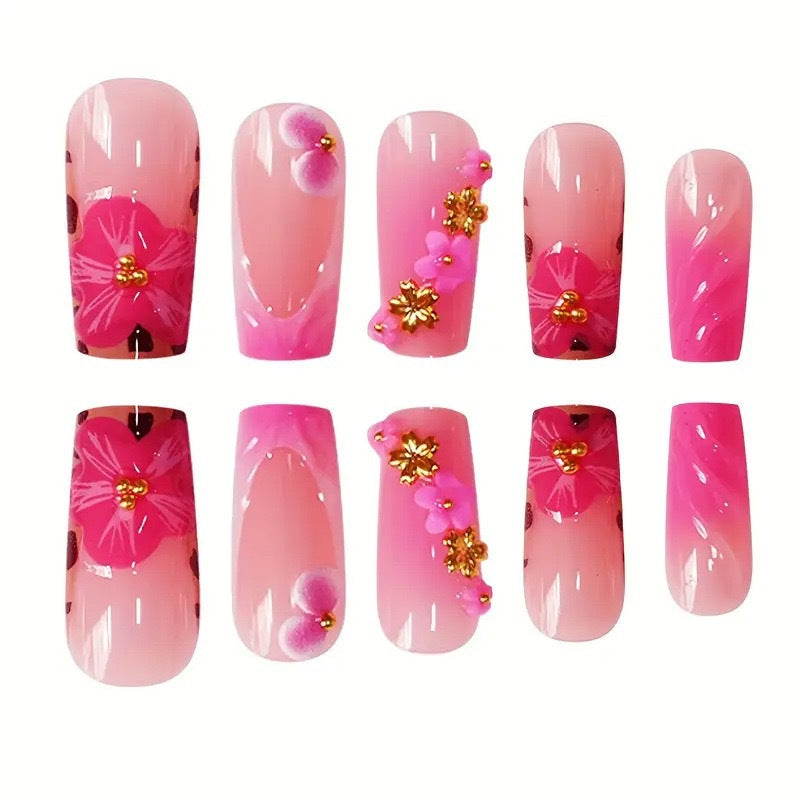 Floral Acrylic Nail Art Enhancements Bowlift