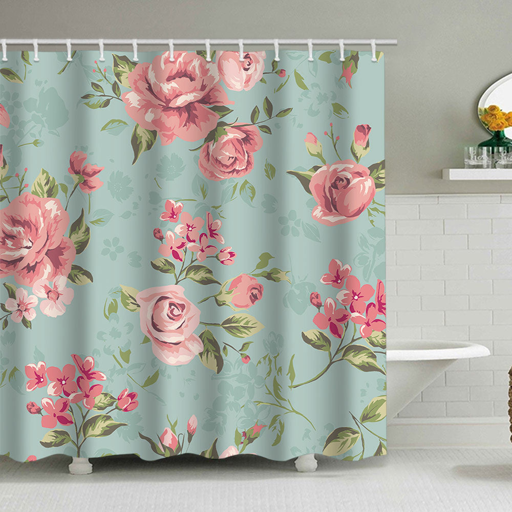 Floral Print Shower Curtain Bowlift