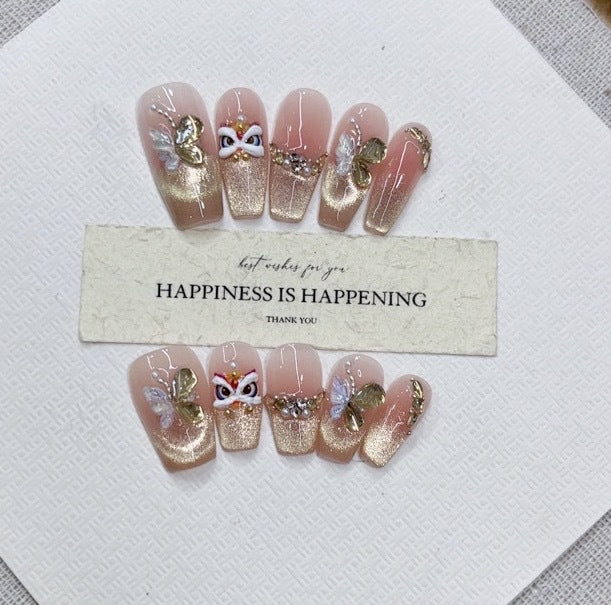 Artistic Decorative Press-On Nail Set Bowlift