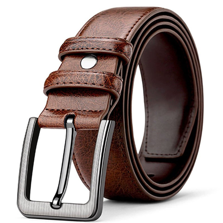 Classic full-grain leather dress belt with brushed metal pin buckle Bowlift