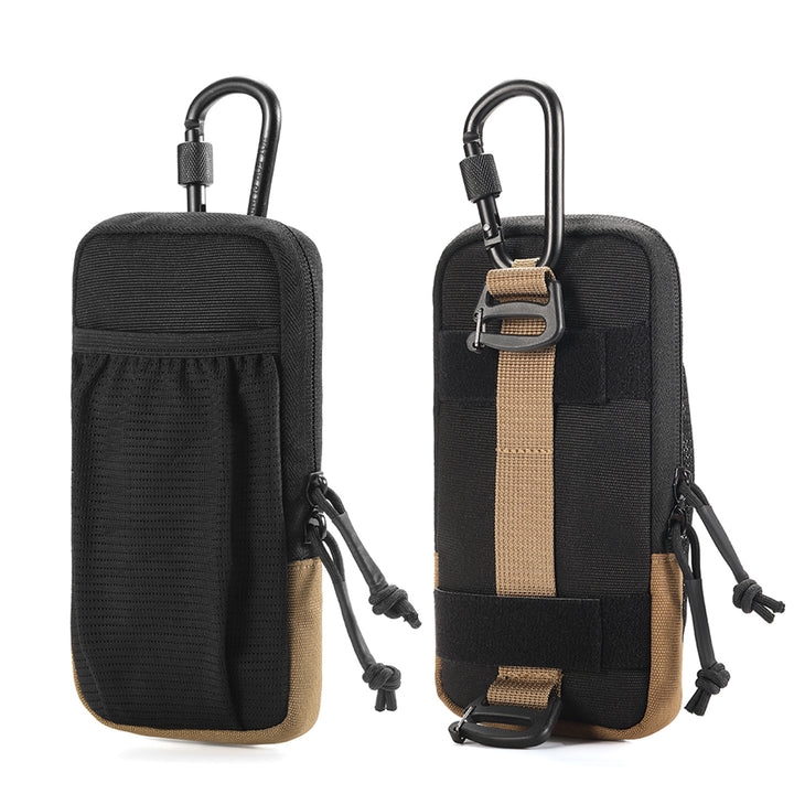 Compact Tactical Utility Phone Pouch with Carabiner and Mesh Pocket Bowlift
