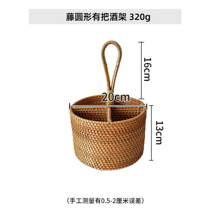 Women's round storage basket made of woven natural material Bowlift